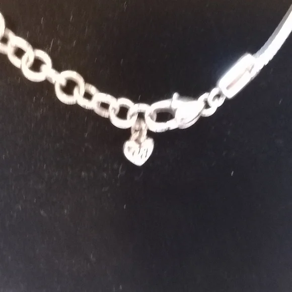 Brighton Blue Stone Scroll Pendant Necklace Silver Tone Snake Chain Elegant - Picture 5 of 12